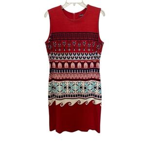 J. McLaughlin Red and Blue Patterned dress size large